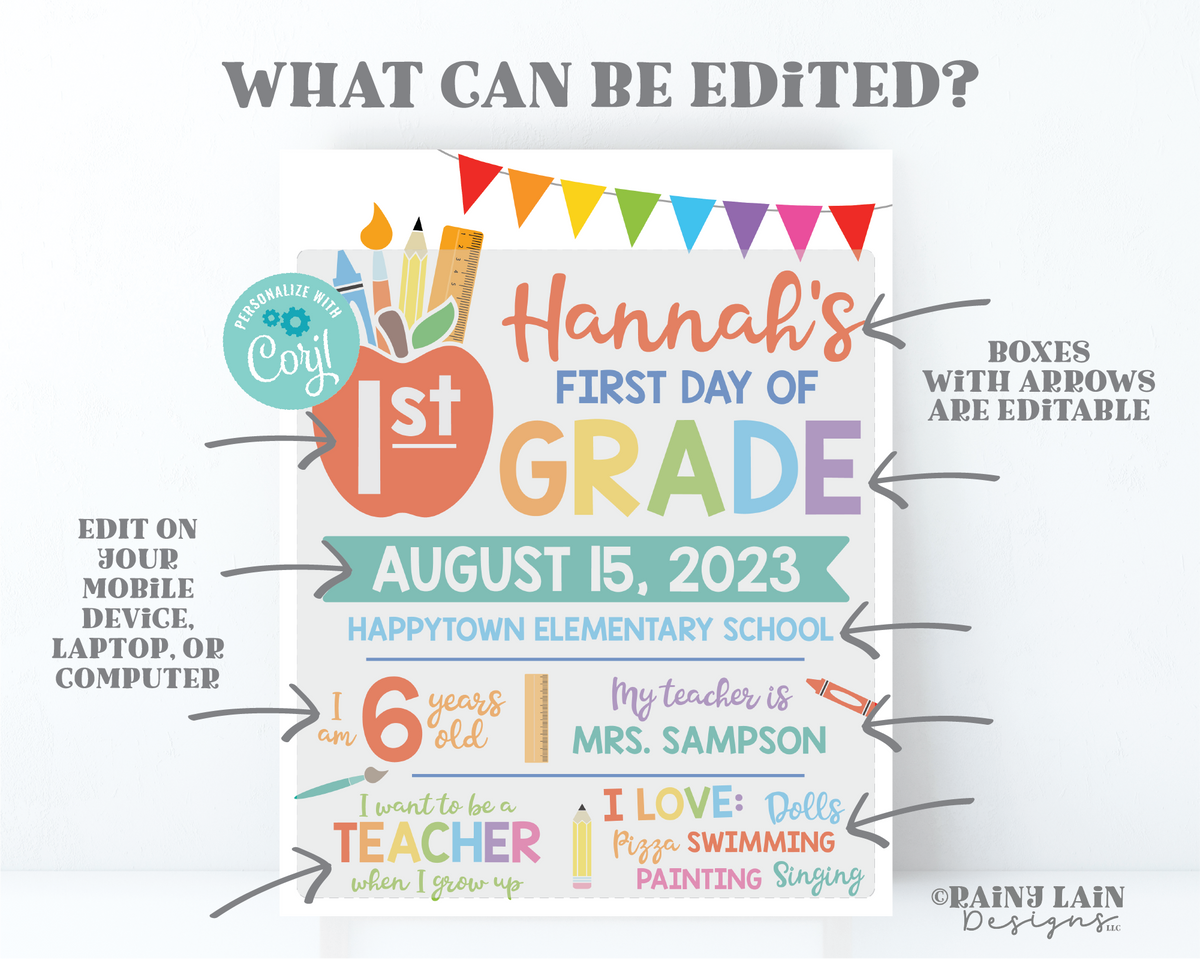 First Day of School Sign Template - FREE SVG & Printable PDF with Video! -  Analytical Mommy LLC