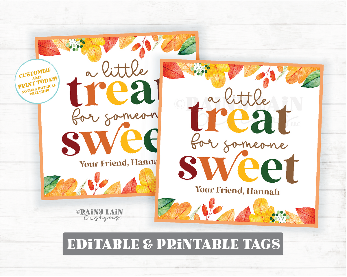 Thanksgiving Treat Thank you Tag Fall Appreciation Gift Tags Autumn Fa –  Rainy Lain Designs LLC