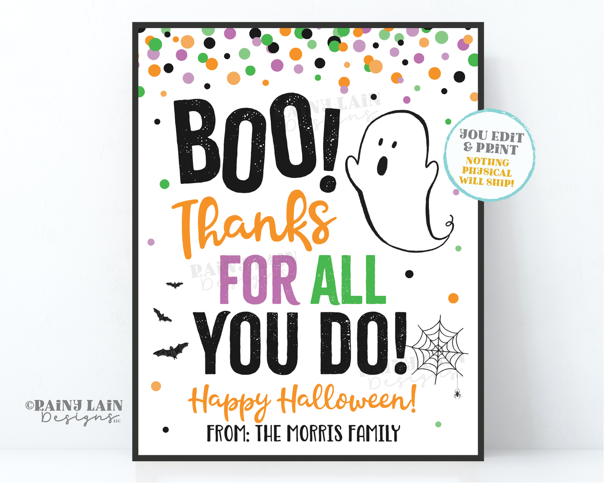 Boo Thanks for All You Do Halloween Tags - Digital Download – Cute Party  Dash