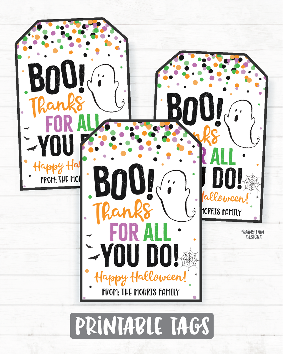 Boo Thanks for All You Do Halloween Tags - Digital Download – Cute Party  Dash