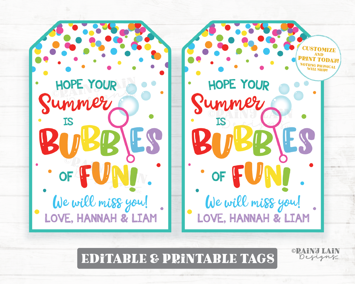 Hope your Summer is a Punch of Fun Tags End of School Year Gift