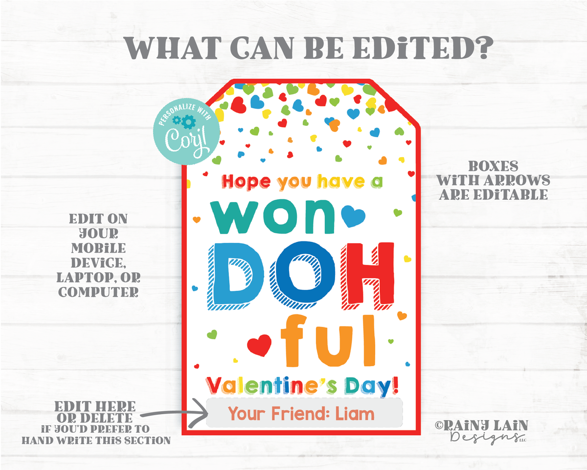 Play Dough Valentines, Printable Cards - My Party Design