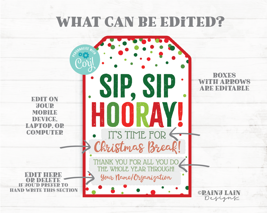 Straw Christmas Gift Tag Sip Sip Hooray Ex-STRAW Merry Holiday