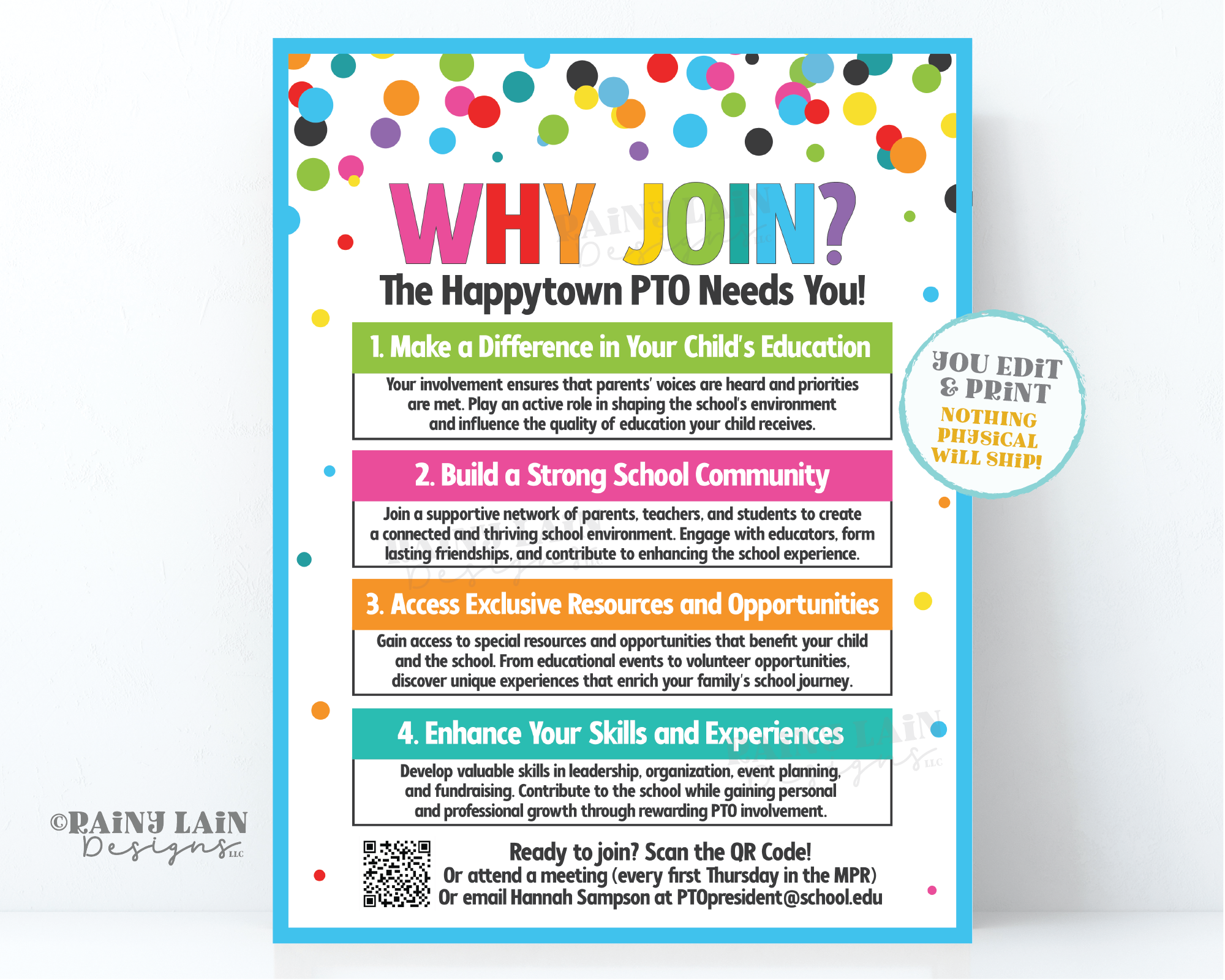 Editable Why Join the PTA or PTO Flyer Template, Printable School PTA Newsletter, Customizable, Volunteer, Recruitment, Digital Download