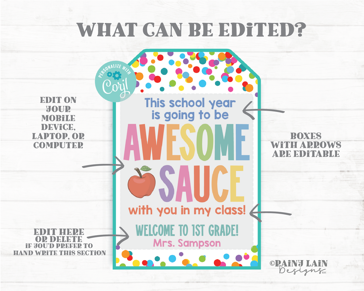 Back to School Applesauce Gift Tag This Year is going to be Awesome Sa ...