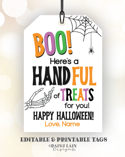 Boo Here's a HANDful of Treats for You Student Gift Tag, Hand Shaped F ...