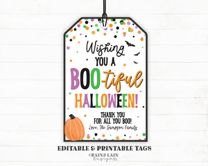 Editable Halloween Gift Tag, Boo-tiful, Spa, Nails, Bath, Face Mask Teacher Appreciation, Trick or Treat School, Co-Worker, Digital Download