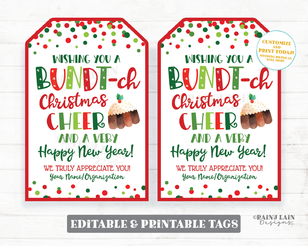 Bundt'ch of Christmas Cheer and Happy New Year Bundt Cake Gift Tag Bun ...