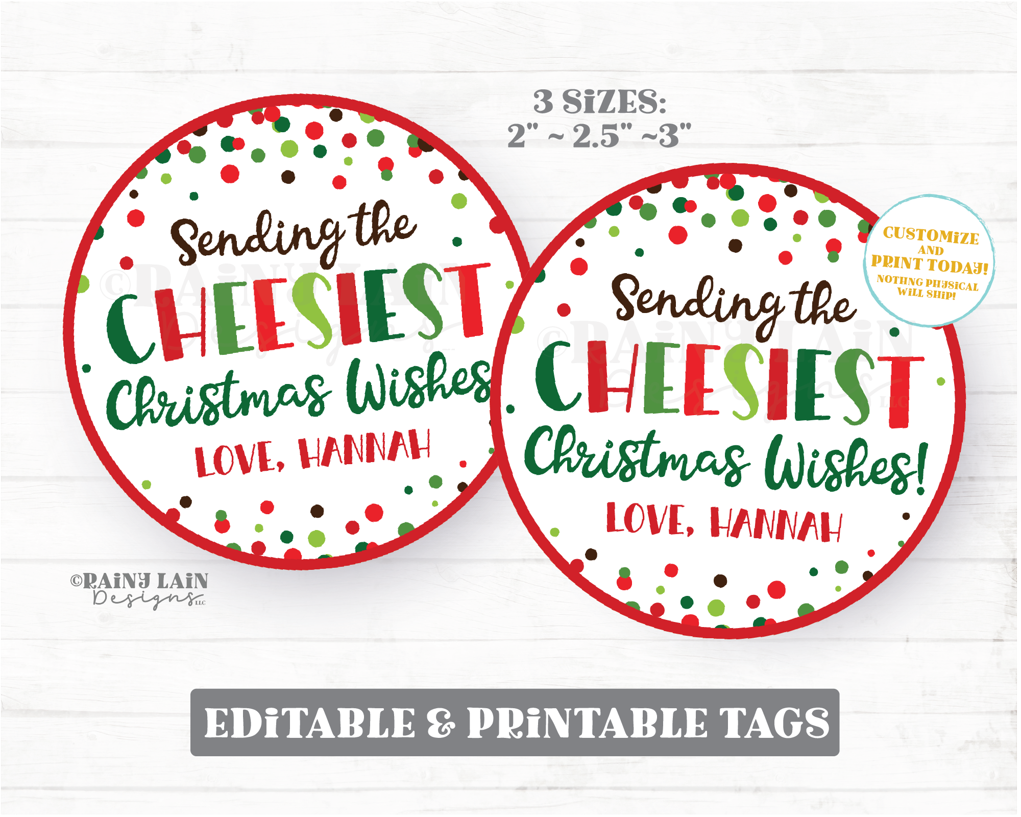 Cheesiest Christmas Wishes Tag Round Cheese Gift Appreciation Holiday –  Rainy Lain Designs LLC