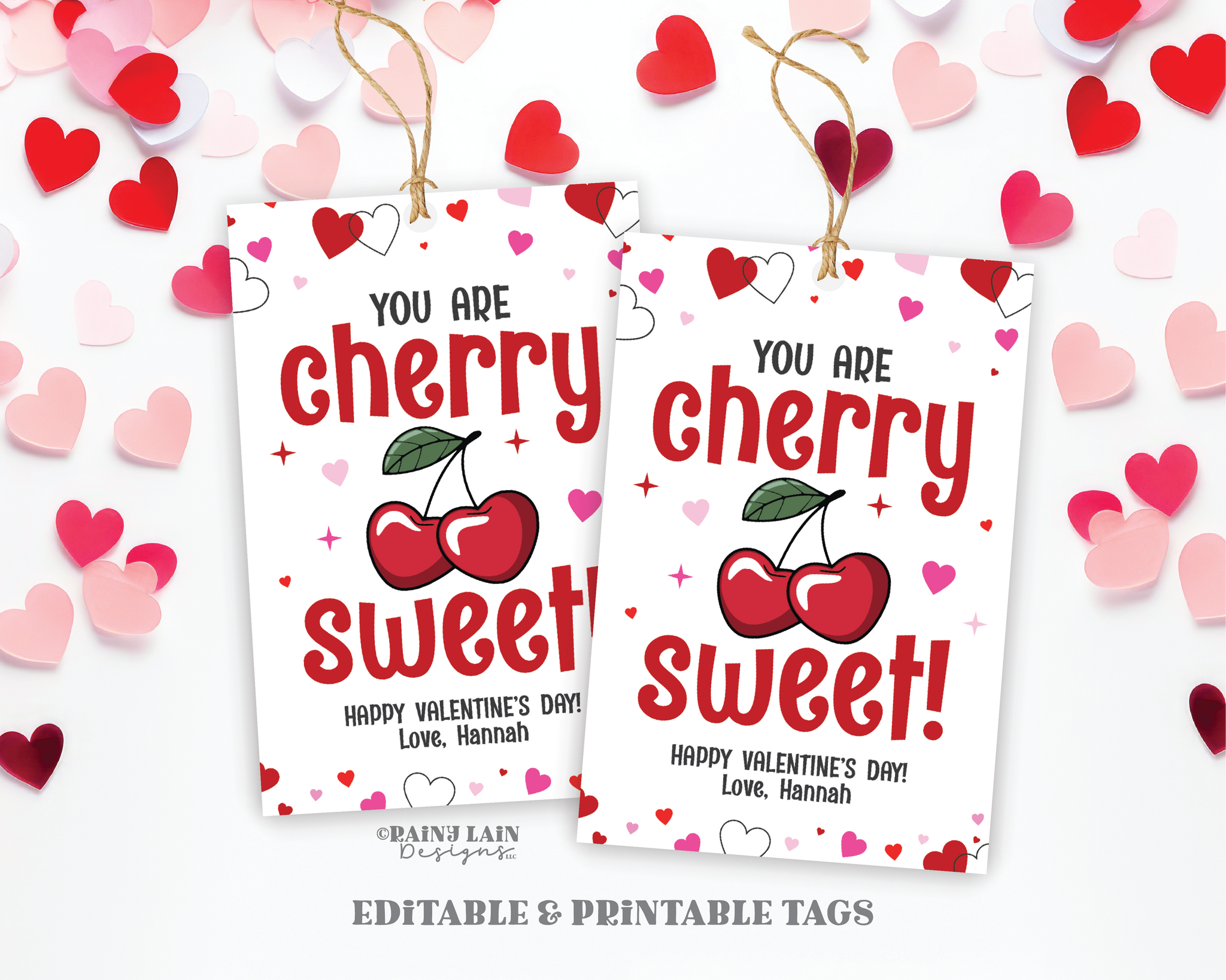 Printable Cherry Valentine, Cherry Sweet Friends Valentine, Classmate Valentine, Classroom, Preschool, Non-Candy, Retro Valentine