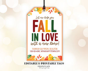 Let me help you fall in love with a new home Tag Realtor Fall Leaves Gift Autumn Thanksgiving Pie Client Thank You