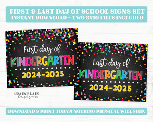 First Day of Kindergarten Sign Last Day of School Sign Set 1st Day of Kinder Printable School Picture Board Back to School Chalkboard