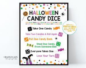 Halloween Candy Dice Game, Printable Party Games, Instant Download, Digital