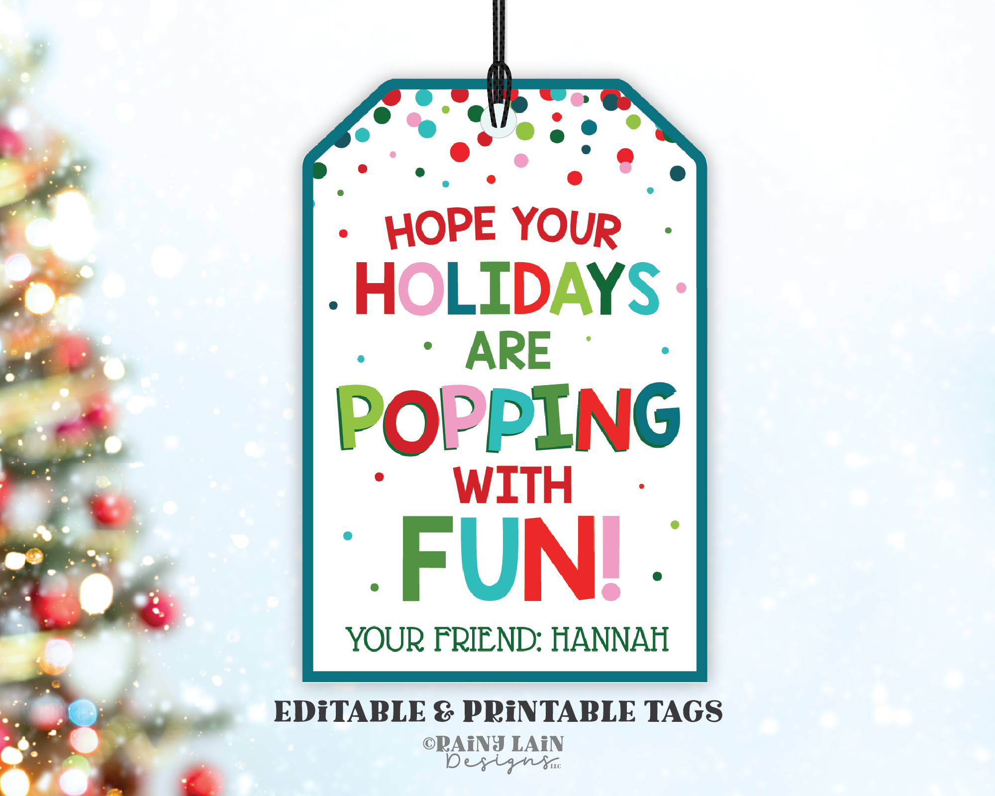 Holiday Pop It Gift Tag Holidays are Popping with Fun Tag Christmas Popit Fidget Toys Student Classroom Preschool Kids Editable Tag