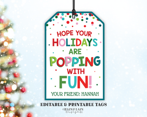 Holiday Pop It Gift Tag Holidays are Popping with Fun Tag Christmas Popit Fidget Toys Student Classroom Preschool Kids Editable Tag