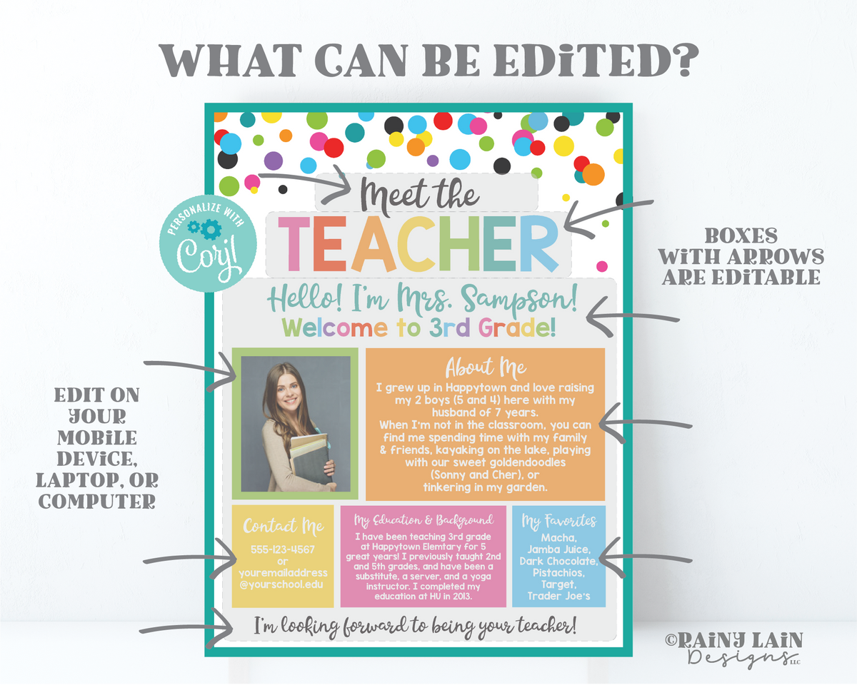 Editable Meet The Teacher Template, Printable School Welcome Letter. T ...