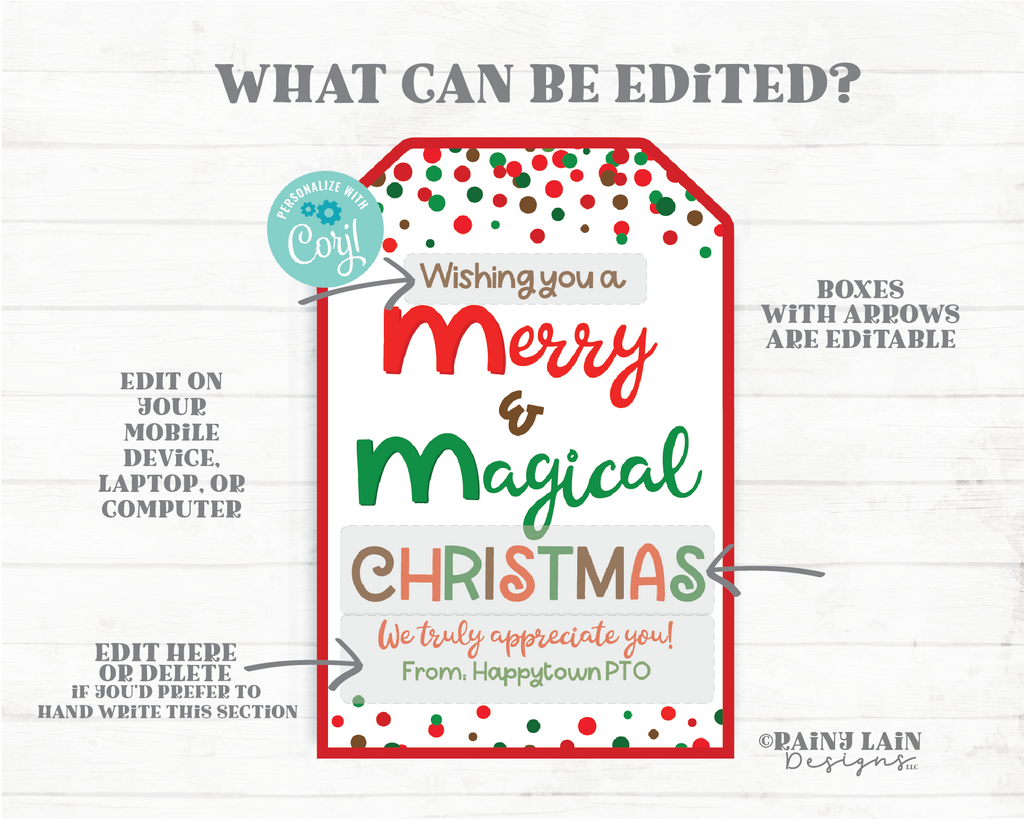 Merry and Magical Christmas Ms Gift Tag Holiday & Chocolate Teacher Em – Rainy  Lain Designs LLC