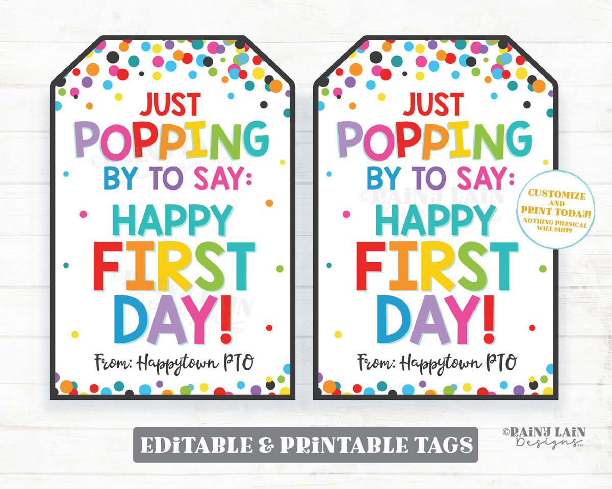 Editable Popping By To Say Happy First Day, 1st, Student Welcome, Meet ...