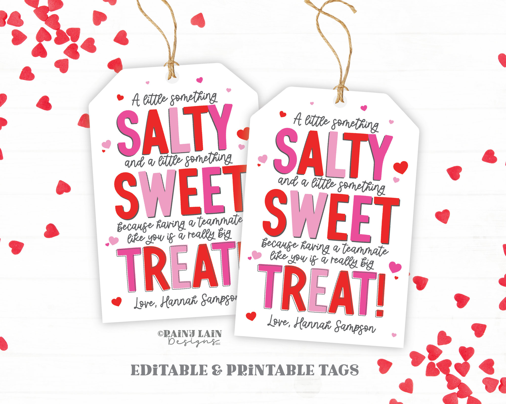 Sweet and Salty Appreciation Tag, Valentine's Day Team Appreciate, Co-Worker, Staff, Employee, Sports, Printable, Non-Candy, Company