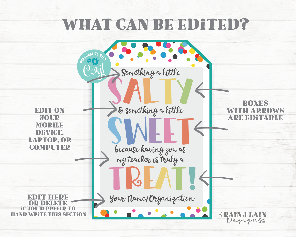 Salty Sweet Treat Tag, Teacher Appreciation, Something Salty and Sweet ...