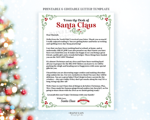 Editable Letter from Santa Letter Nice List Letter Christmas Printable Santa Kit Santa Approved Official Nice List Printable