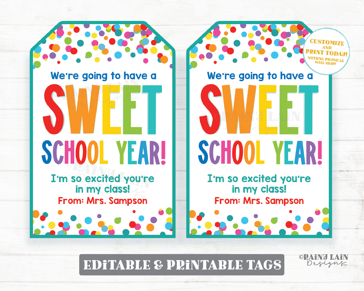 Sweet School Year Gift Tag Back to School First Day of School 1st Stud ...