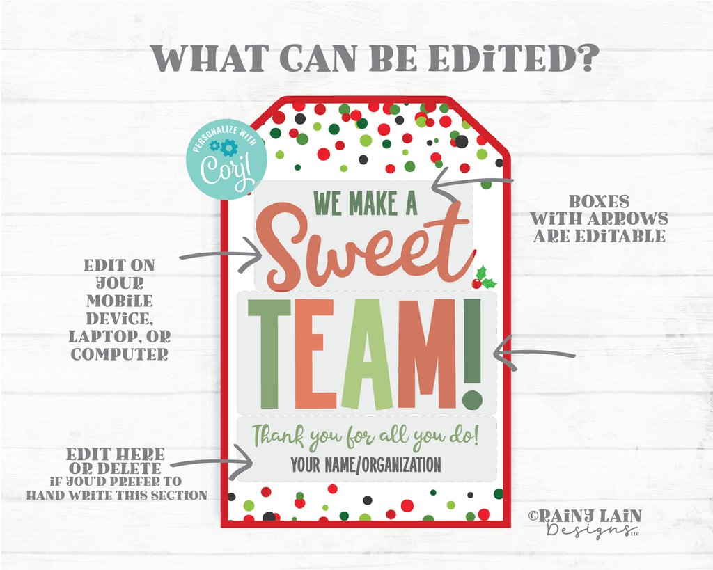 Sweet Team Gift Tags Christmas Sports Holiday Treat Teammate Employee  Company Co-Worker Staff Teacher Appreciation Principal Teamwork PTO