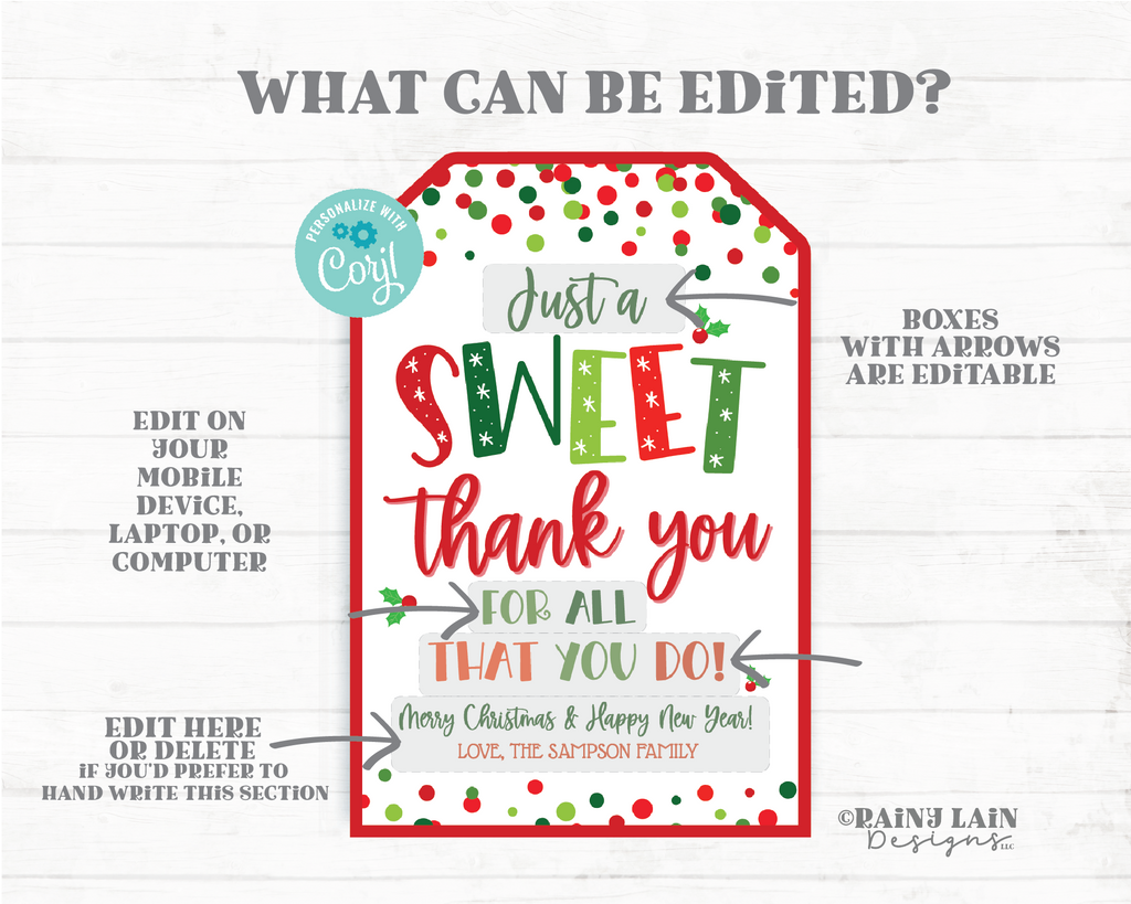 How Sweet it is to Work with you Christmas Gift Tag Staff Appreciation –  Rainy Lain Designs LLC