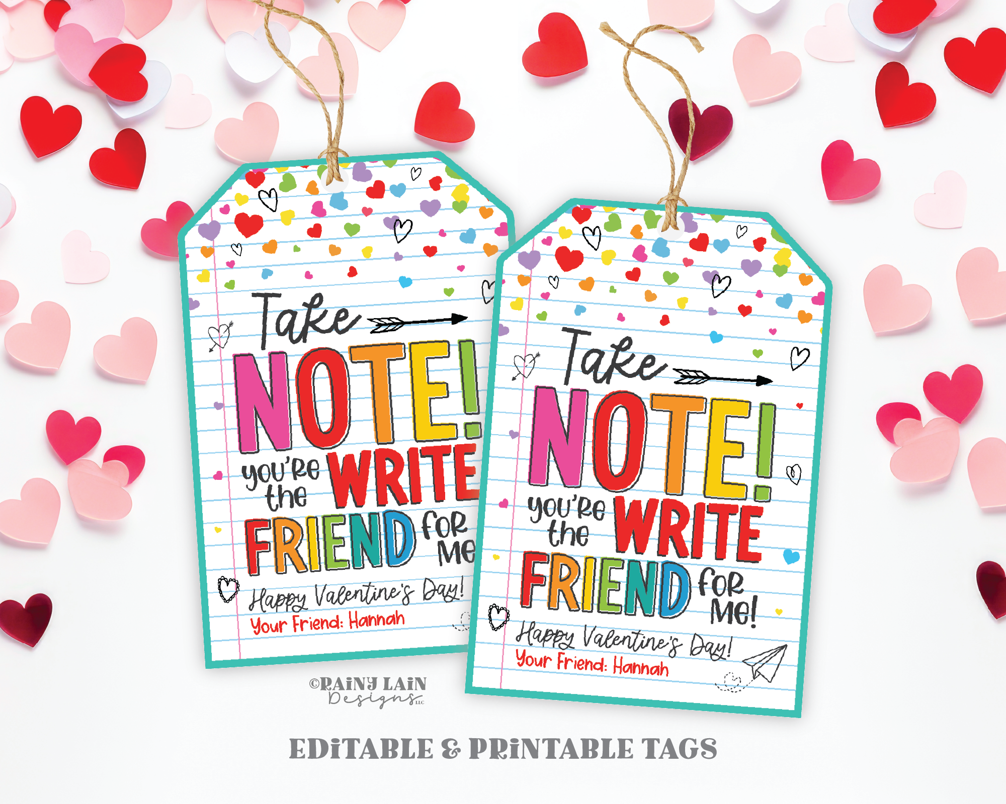 Take Note Valentine, Write Friend Valentine's Day Tag, Scratch Art Valentine, Pencil, Pen, Note Pad, Notebook, Non-Candy, Exchange, Easy