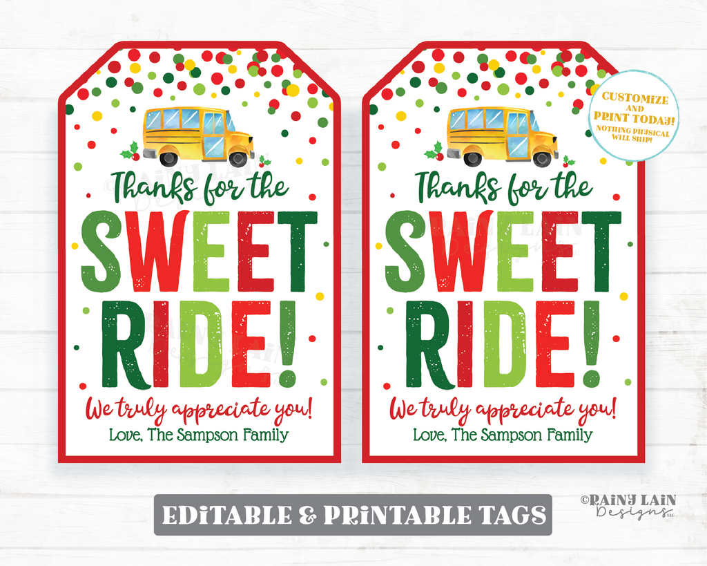 Printable Bus Driver Holiday Gift Tags - Mama Cheaps®