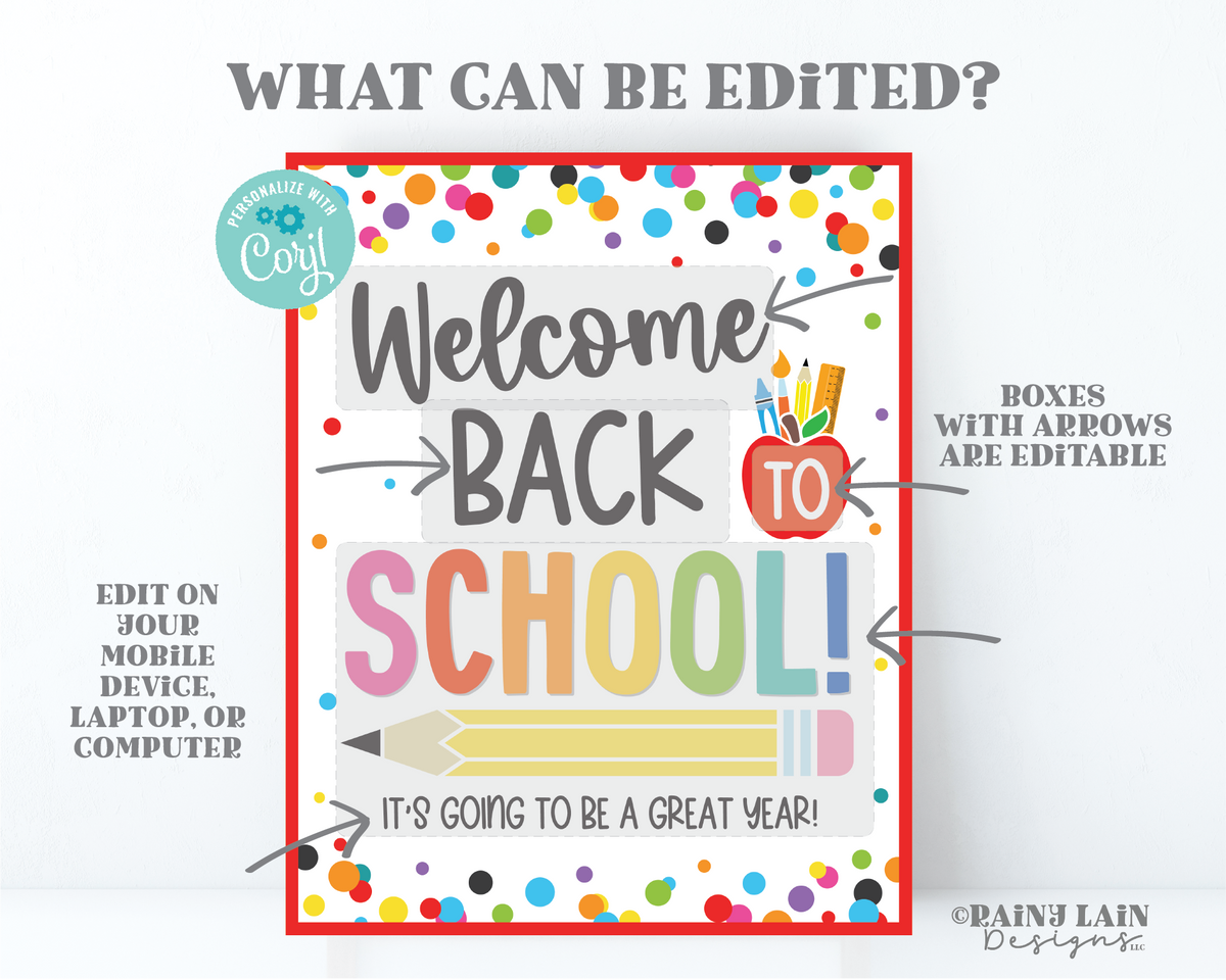 Welcome Back to School Sign, Printable First Day of School, Editable 1 ...