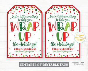 Christmas Wrapping Paper Gift Tag, Wrap up the Year, Holiday Pop by Tags,  Neighbor Gift, Gift Wrap Gift Tag, Teacher Gift, Just Add Confetti 