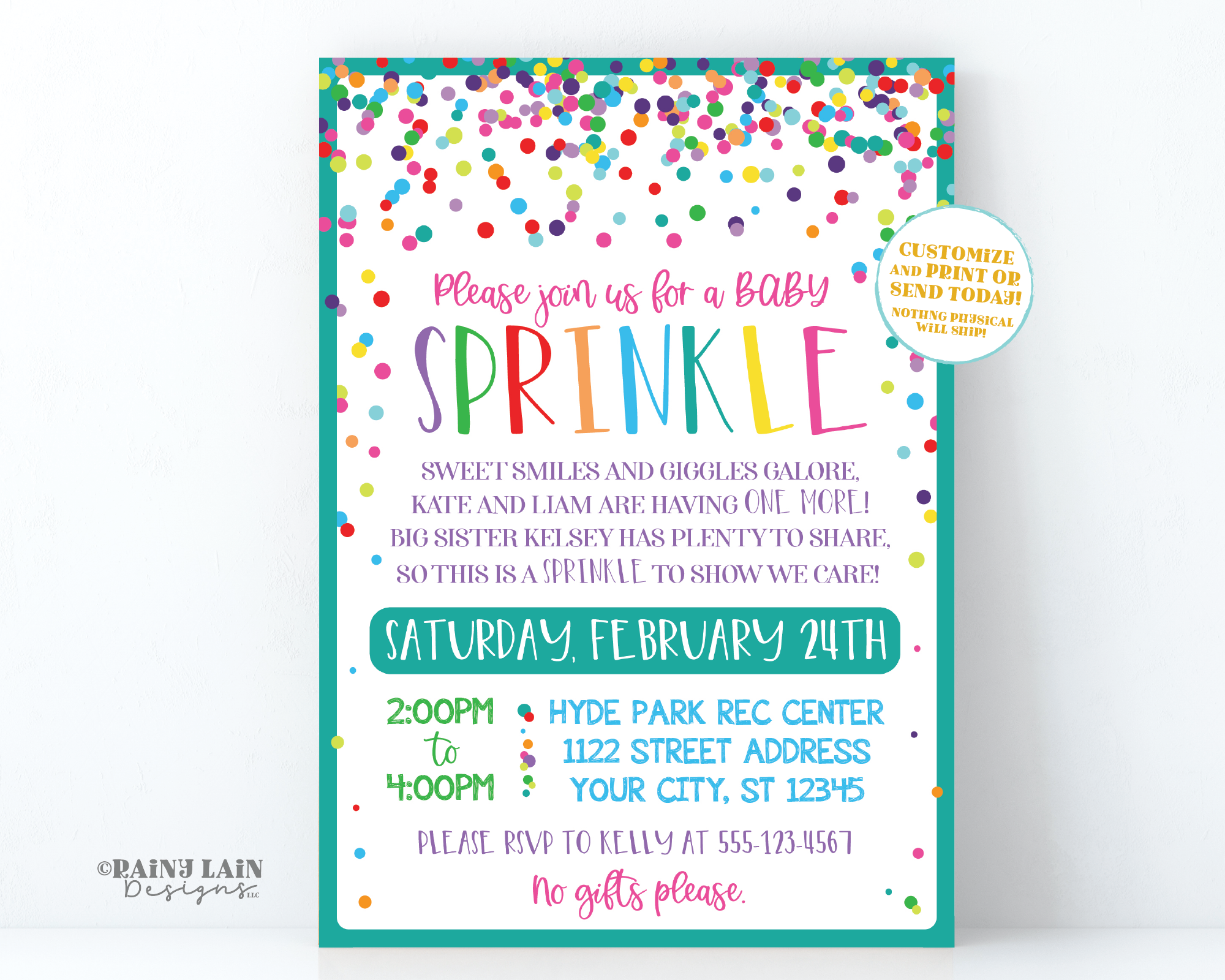 Editable Baby Sprinkle Invite Girl Sprinkle Ideas Baby Sprinkle