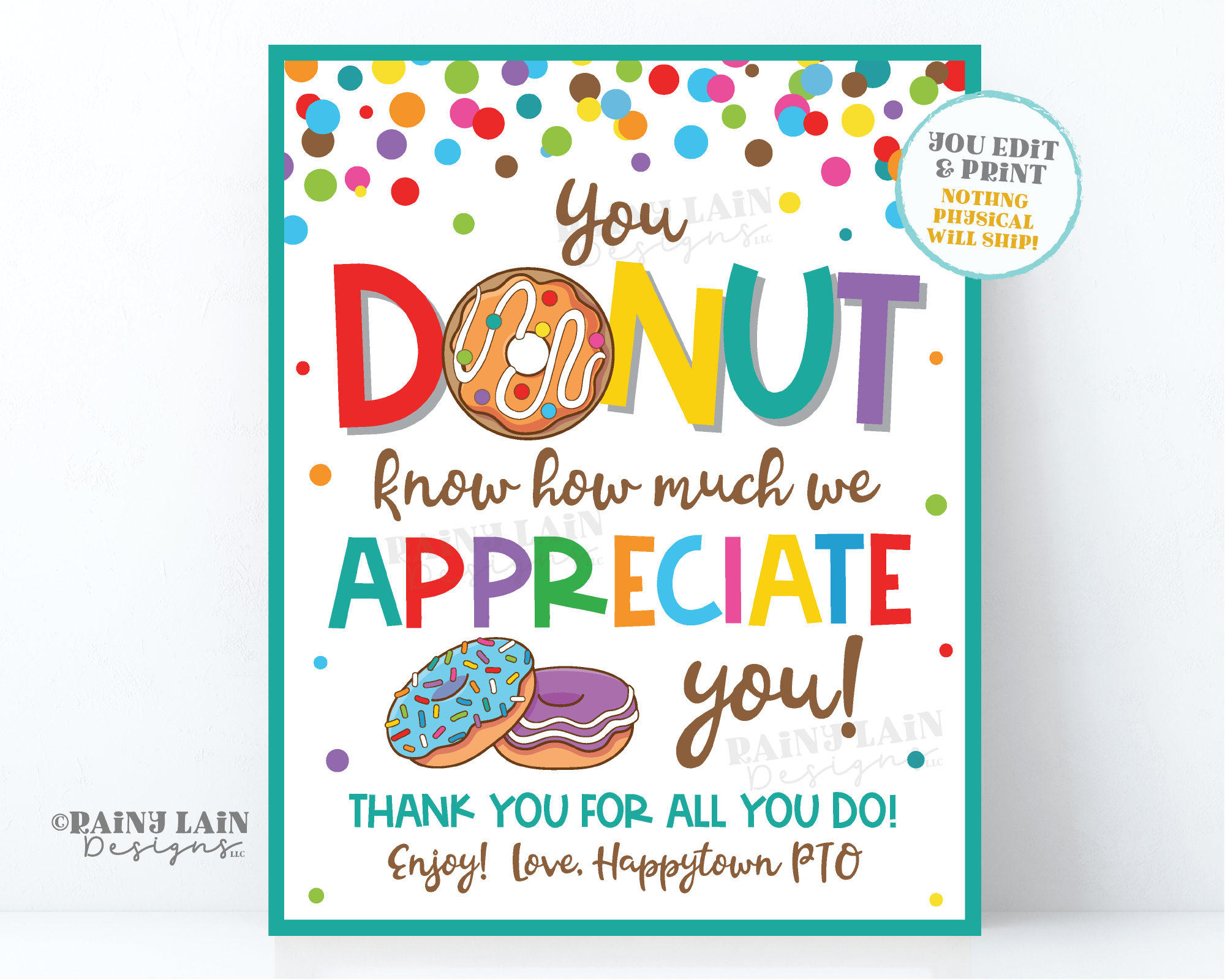 Donuts and Coffee Staff Appreciation Sign Teacher 