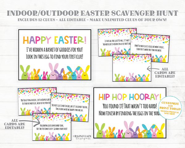 Easter Scavenger Hunt Bunny Clues Easter Egg Hunt Printables Easter Treasure Hunt Notes from the Easter Bunny Scavenger Hunt Printable