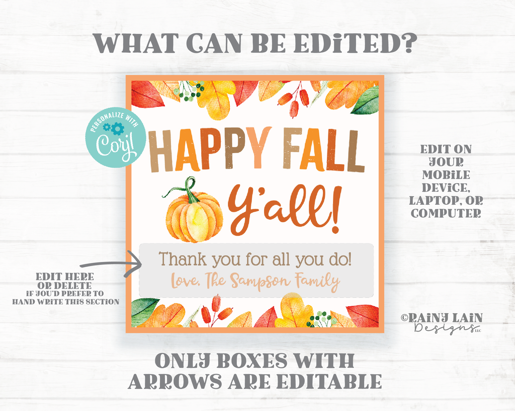 Fall Appreciation Gift Tags  Thank You for Helping Me Grow — TidyLady  Printables