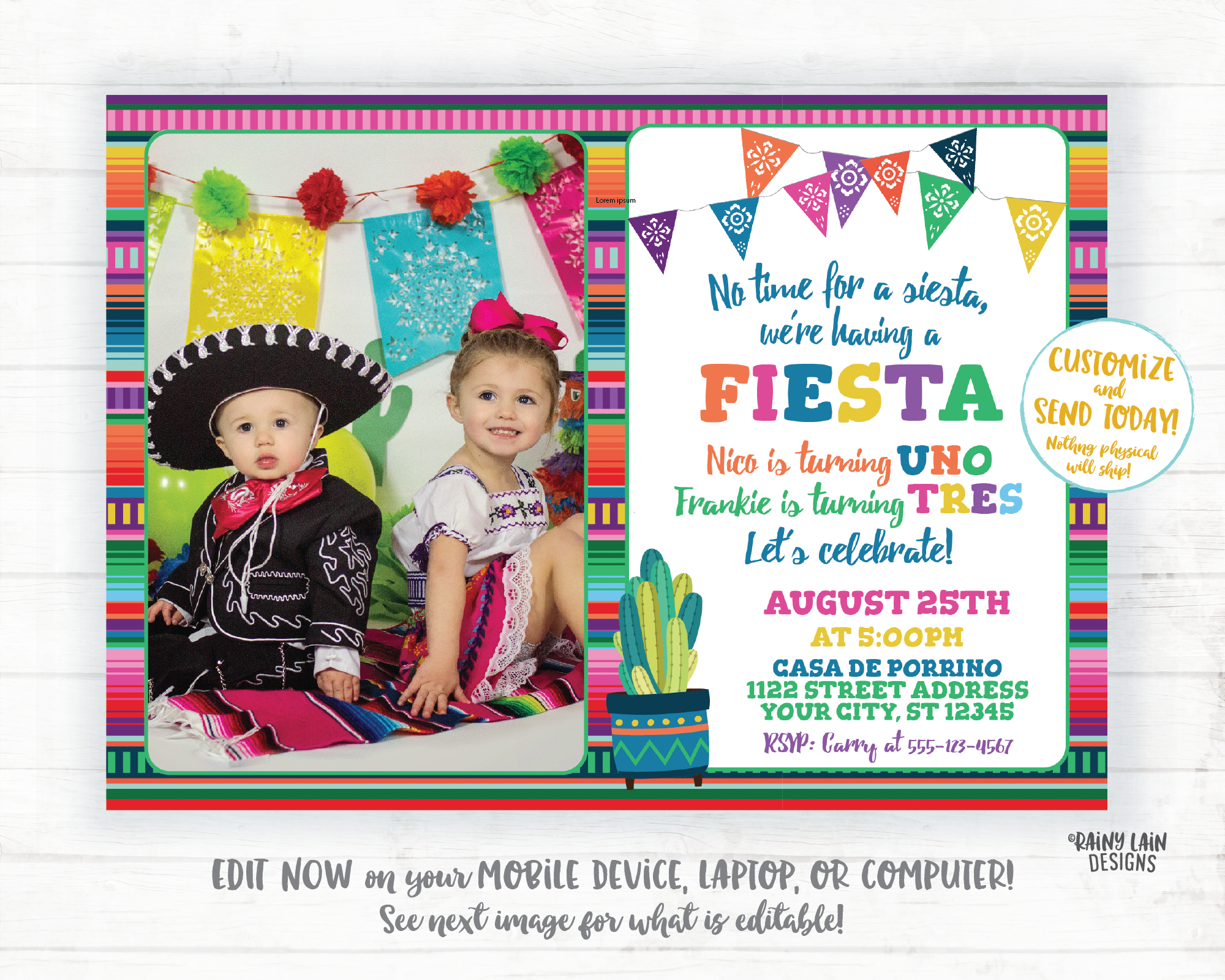 Colorful Mexican Fiesta Themed Party Ideas  Download Hundreds FREE  PRINTABLE Birthday Invitation Templates