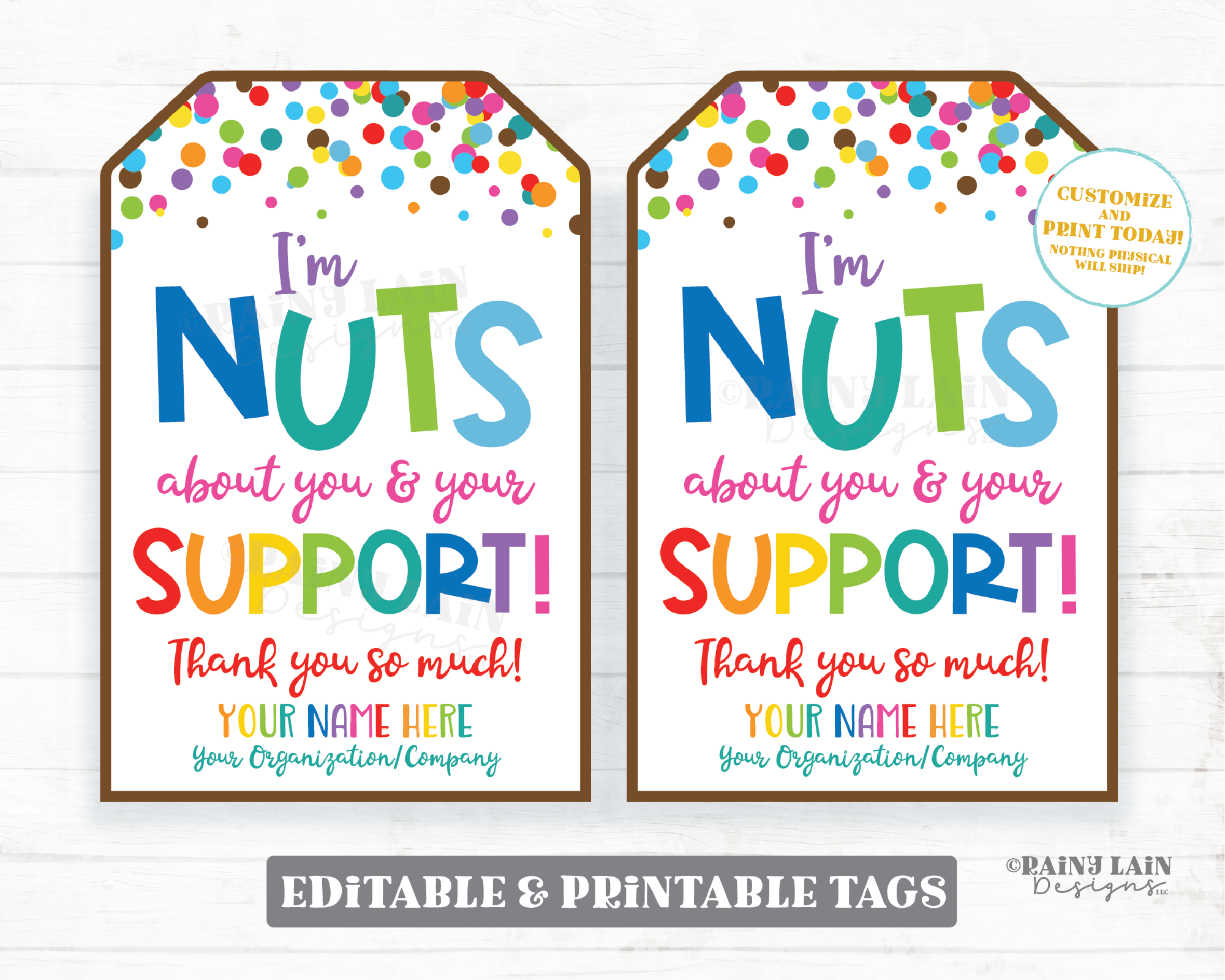 We're Nuts About You, NUTS Gift Tag, Mixed Nuts Day, Printable, Hamper Tag,  Teacher Appreciation, Peanut, Mixed Nuts, INSTANT DOWNLOAD 