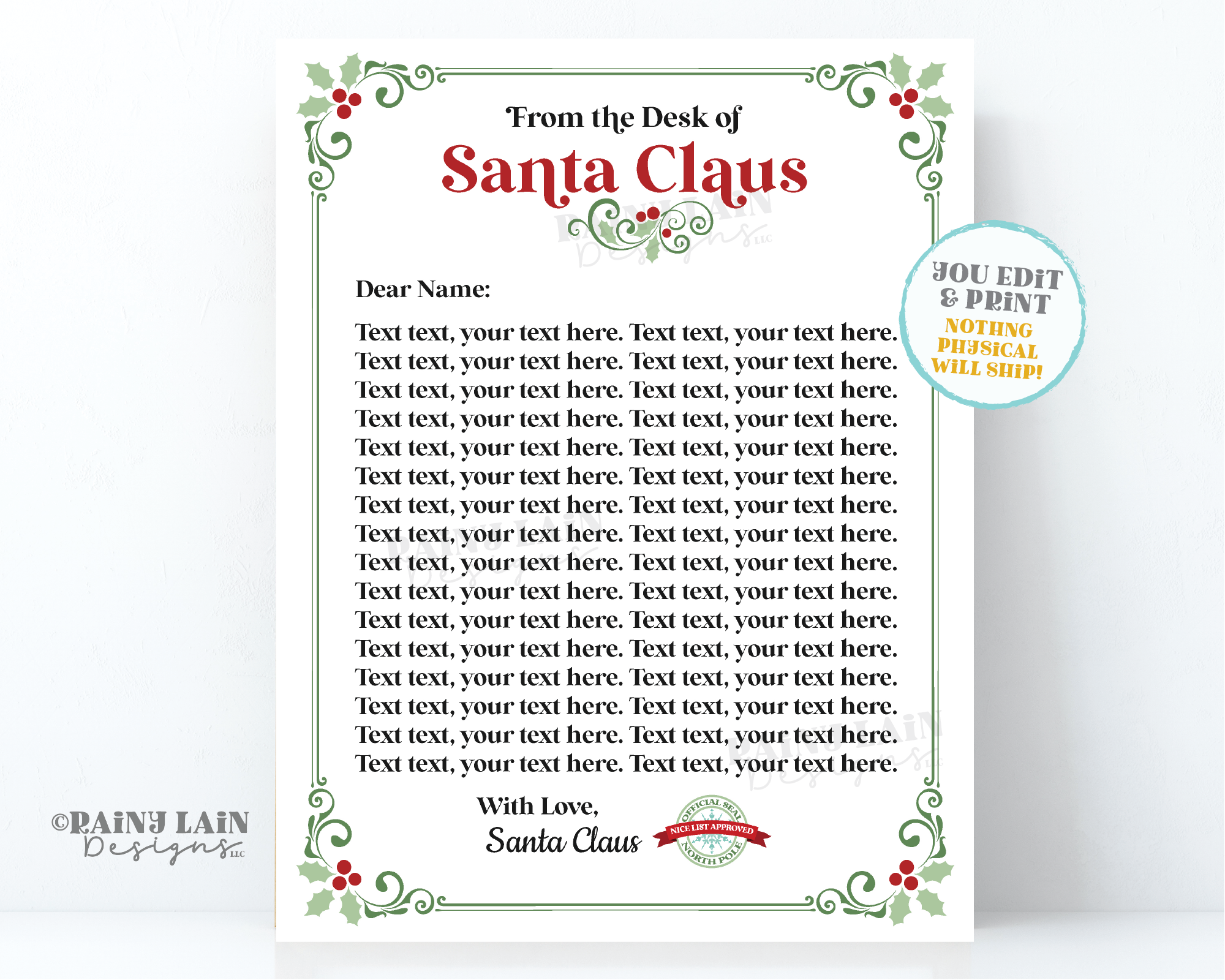 printable santa claus list