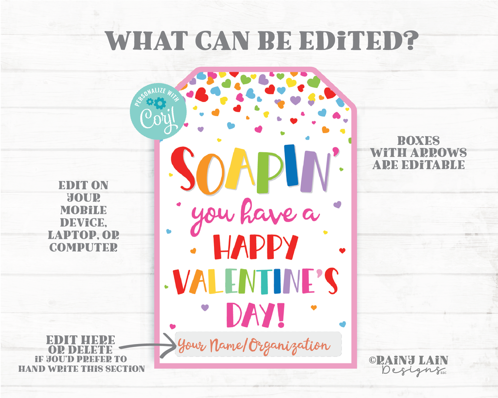 Soap Valentine Printable. INSTANT DOWNLOAD. DIY Soap Themed Valentine's Day  Cards. 