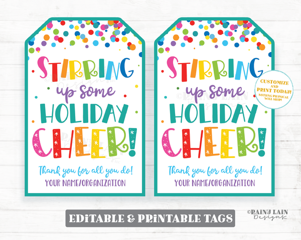 Stirring up some Holiday Cheer tag Appreciation Gift Tags Holiday Appreciation Spoon Teacher Staff Employee Spatula Vacation Tags