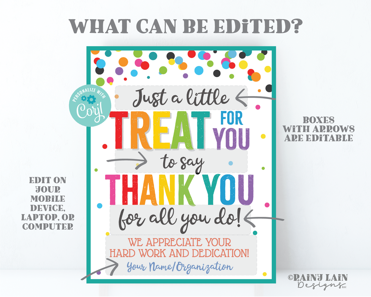 Treat for you to say Thank you for all you do Sign Employee Appreciati ...