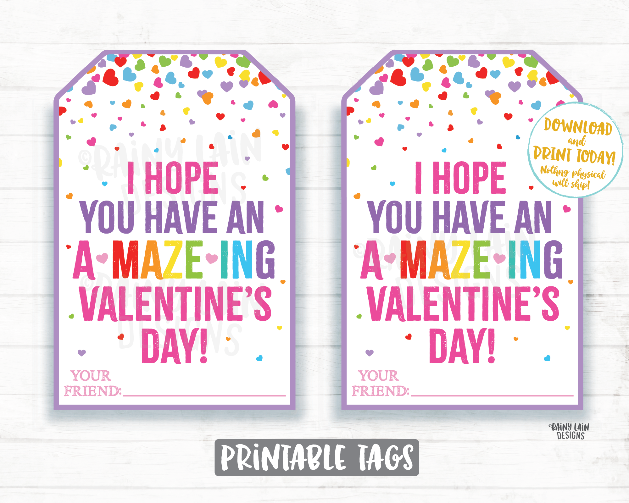 Have an A-MAZE-ing Valentine's Day Maze Valentine Tag Mini Maze Heart Maze Preschool Valentines Non-Candy Classroom Printable Valentine Tags