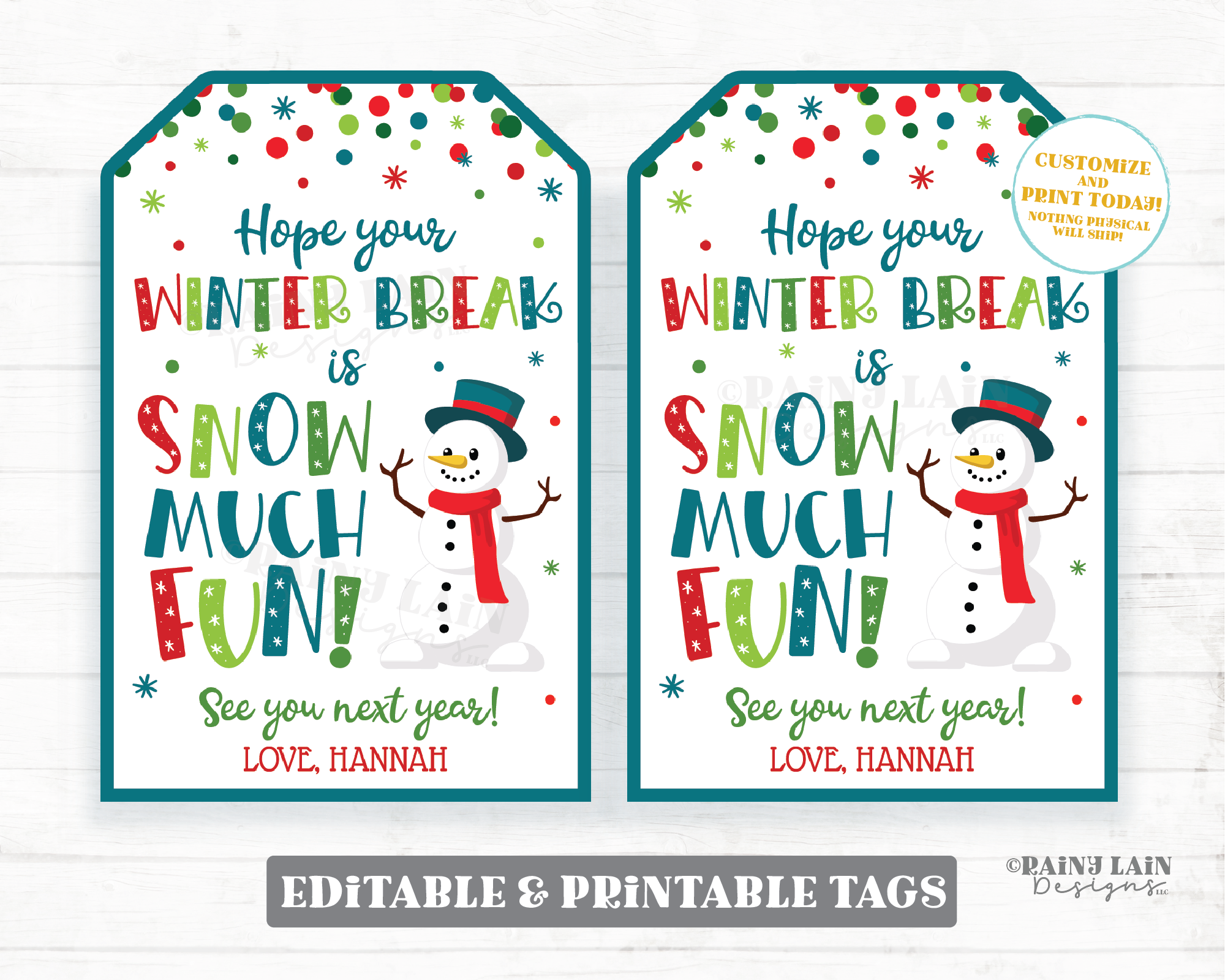 Christmas, Winter Holidays Gift Tags with Tie String